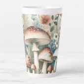 Tasse Latte Cottage | Champignons et fleurs vintages (Devant)
