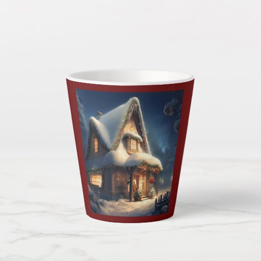 Tasse Latte Cottage de Noël 6 (Devant)