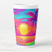 Tasse Latte Coucher de soleil bleu et orange (Devant)