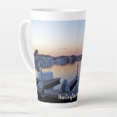 Tasse Latte Coucher de soleil du port de Huntington (Angle gauche)
