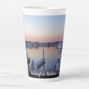 Tasse Latte Coucher de soleil du port de Huntington