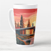 Tasse Latte Coucher de soleil moderne du milieu du siècle (Angle gauche)