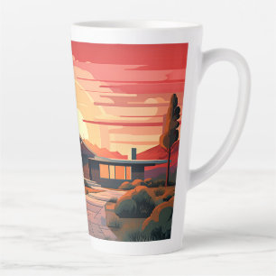 Tasse Latte Coucher de soleil moderne du milieu du siècle