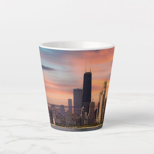 Tasse Latte Coucher de soleil profond Chicago (Devant)