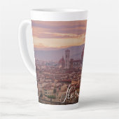 Tasse Latte Coucher de soleil sur Florence, Italie (Angle gauche)