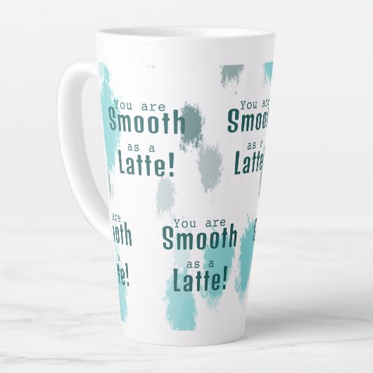 Tasse Latte Couleur Abstraite customisée Bleu, Gris, Vert (Angle gauche)