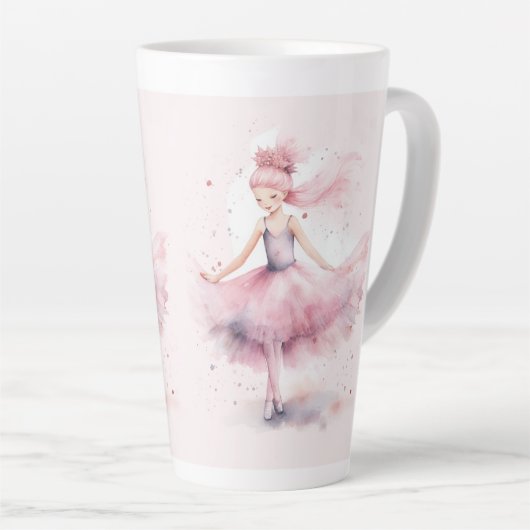 Tasse Latte Couleur d'aquarelle rose pâle pour Noël (Angle droit)