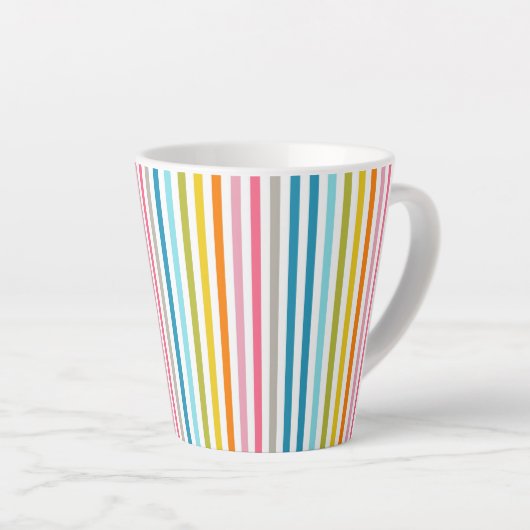 Tasse Latte Couleur été arc-en-ciel rayures (Angle droit)