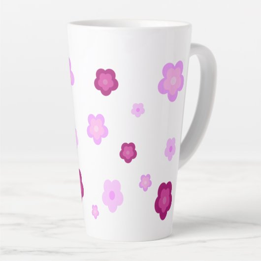 Tasse Latte Couleur fleurie rose pâle Motif (Angle droit)