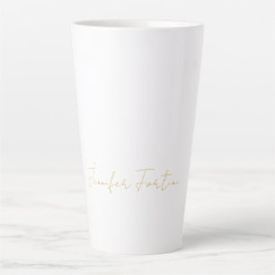 Tasse Latte Couleur Or Calligraphie Élégante Simple Nom
