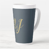 Tasse Latte Couleur Or Charbon Monogramme Initial Professionne (Angle droit)