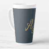Tasse Latte Couleur Or Charbon Monogramme Initial Professionne (Angle gauche)