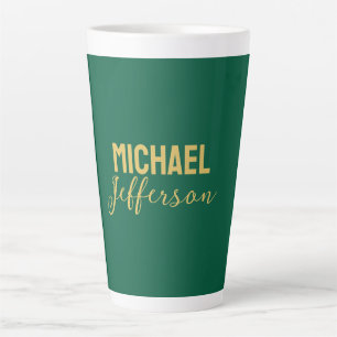 Tasse Latte Couleur verte or élégante moderne minimaliste nom