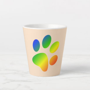 Tasse Latte Couleurs Arc-en-ciel Empreinte de Patte d'Animal