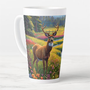 Tasse Latte Couleurs de forêt colorées et art de cerf