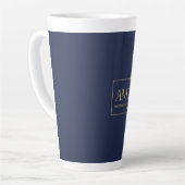 Tasse Latte Couleurs d'or bleu Monogramme Lettres initiales No (Angle gauche)