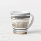 Tasse Latte Couleurs neutres des bandes d'aquarelle (Angle droit)