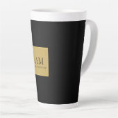 Tasse Latte Couleurs Or Noir Monogramme Lettre Initiale Nom (Angle droit)