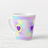 Tasse Latte Couleurs pastel & coeurs violets battre (Angle gauche)