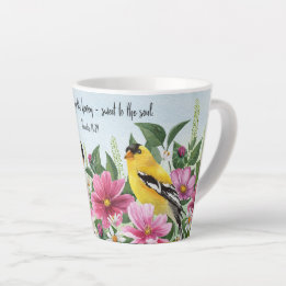 Tasse Latte Country Garden avec oiseaux et écritures