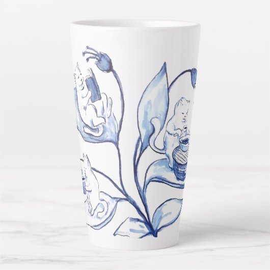 Tasse Latte Coupe Cat de contenu (Devant)