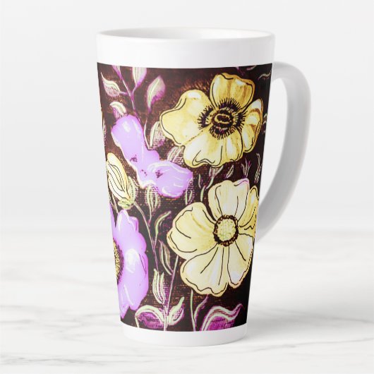 Tasse Latte Coupe Florale d'automne (Angle droit)