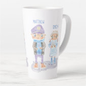Tasse Latte Couple de loutres de mer à l'aquarelle mignonne (Angle droit)