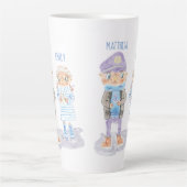 Tasse Latte Couple de loutres de mer à l'aquarelle mignonne (Devant)