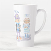 Tasse Latte Couple de loutres de mer à l'aquarelle mignonne (Droite)