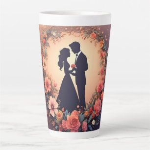 Tasse Latte Couple de mariage romantique en silhouette