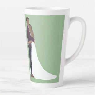 Tasse Latte Couple de mariés, teints de peau moyens