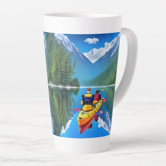 Tasse Latte Couple en Kayak | Thème Kayaking (Angle droit)