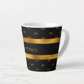 Tasse Latte Couple or noir monogramme motif élégant (Angle droit)