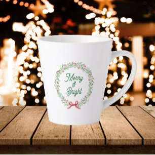 Tasse Latte Couronne de fêtes Joyeuse et Lumineuse