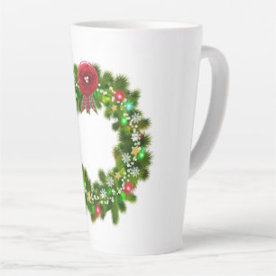 Tasse Latte Couronne de Noël décorée festive