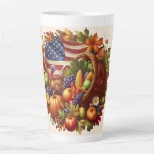 Tasse Latte Couronne de Thanksgiving dinde USA/Américain