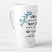 Tasse Latte Couronne florale bleue chrétienne (Angle gauche)