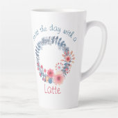 Tasse Latte Couronne florale pastel rouge, blanc et bleu (Droite)