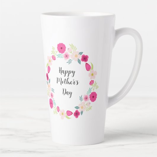 Tasse Latte Couronne florale rustique colorée (Droite)