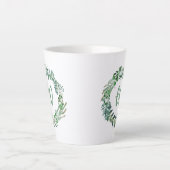 Tasse Latte Couronne verte monogrammée (Devant)