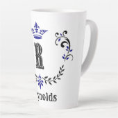 Tasse Latte Couronne Wreath Monogramme 'R' Personnalisé (Angle droit)