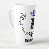 Tasse Latte Couronne Wreath Monogramme 'R' Personnalisé (Angle gauche)