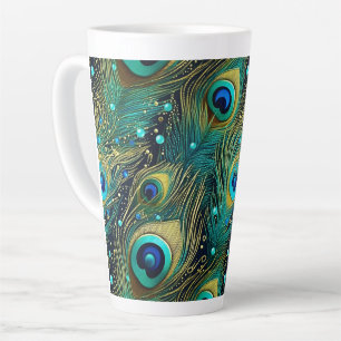 Tasse Latte Coussin de jet Peacock Passion
