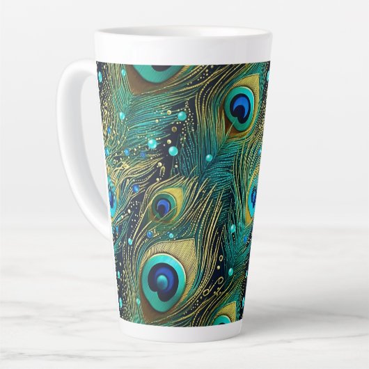 Tasse Latte Coussin de jet Peacock Passion (Angle gauche)