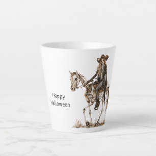 Tasse Latte Cowgirl d'Halloween squelette de cheval western