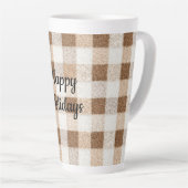 Tasse Latte Cozy Warm Brown Cream Stripes Christmas (Angle droit)