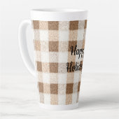 Tasse Latte Cozy Warm Brown Cream Stripes Christmas (Angle gauche)