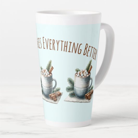 Tasse Latte Cozy Winter Cocoa Marshmallow Scene (Angle droit)