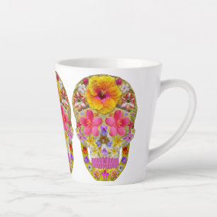 Tasse Latte Crâne de fleurs 4 - Tropical