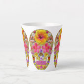 Tasse Latte Crâne de fleurs 4 - Tropical (Devant)